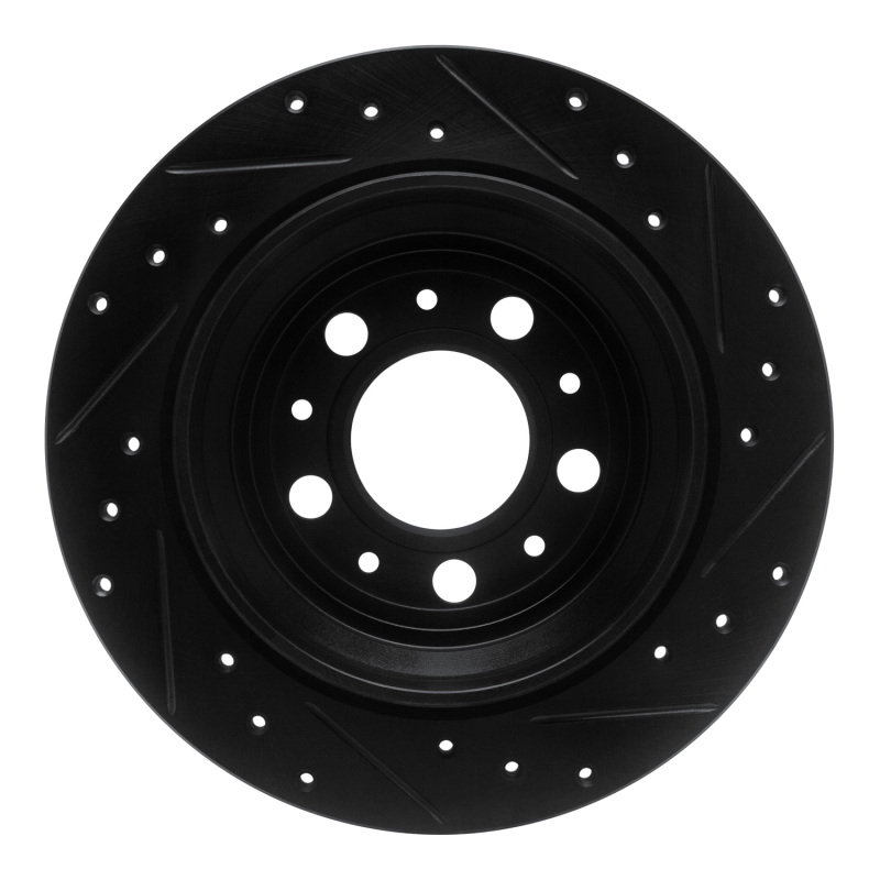 Volvo V70 Brake Rotor (1) - Rear Left - R1 Concepts - Drilled & Slotted - Black - `99-`00